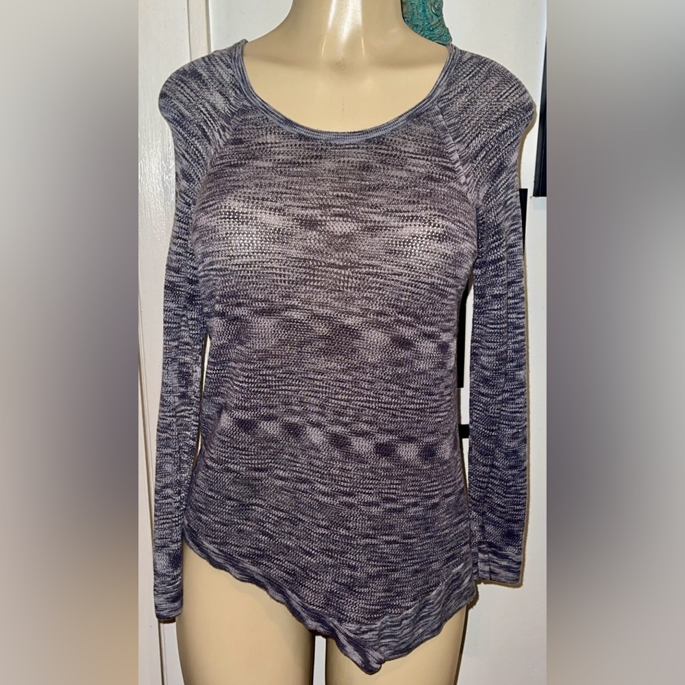 Marled Reunited Clothing Gray Marled Asymmetrical Hem Long Sleeve Top Medium